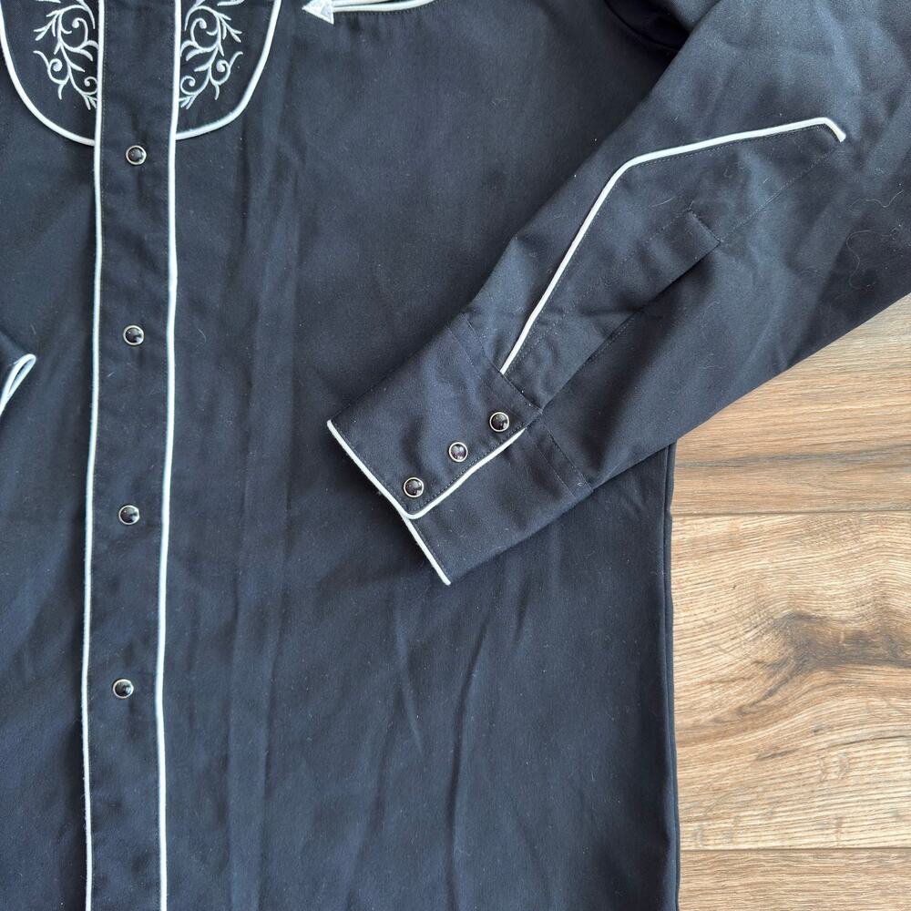 Vintage 1950s Roper Western Bucking Bronco Shirt Black Size L - Picture 4 of 10